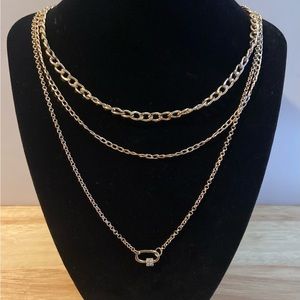 Layered gold tone necklace